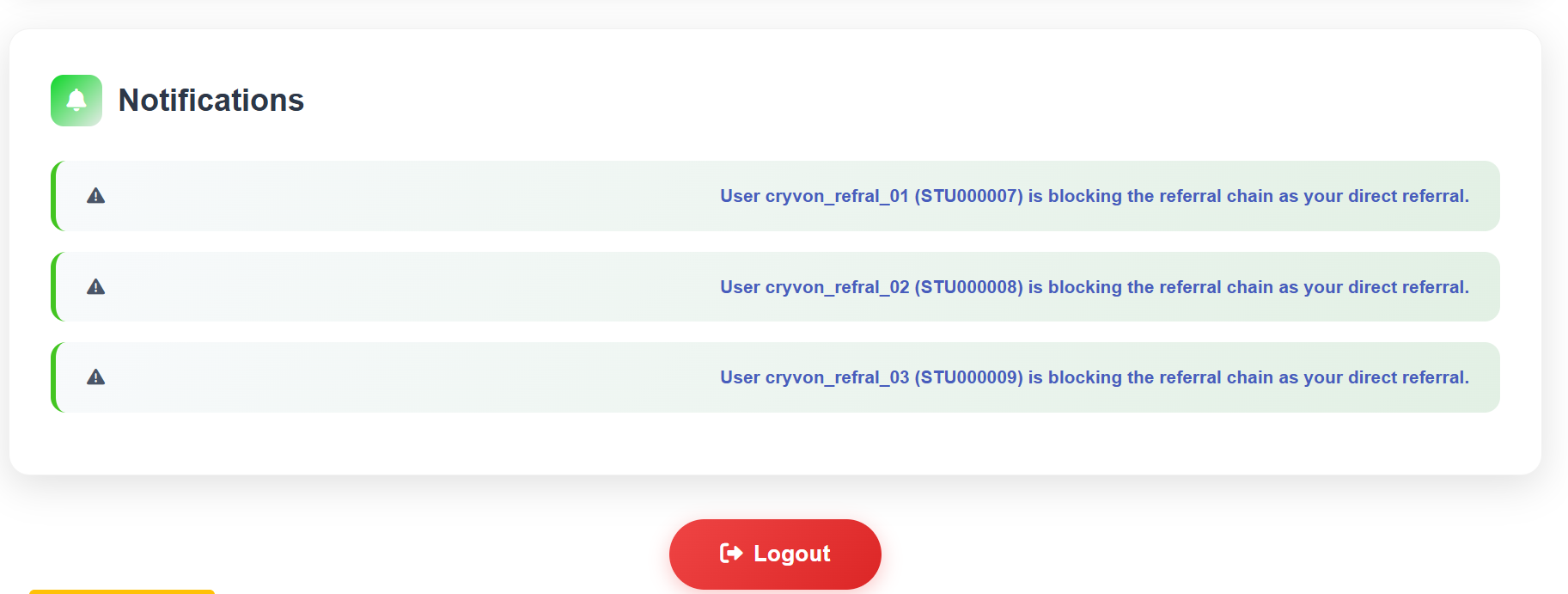 Notifications and community updates interface
